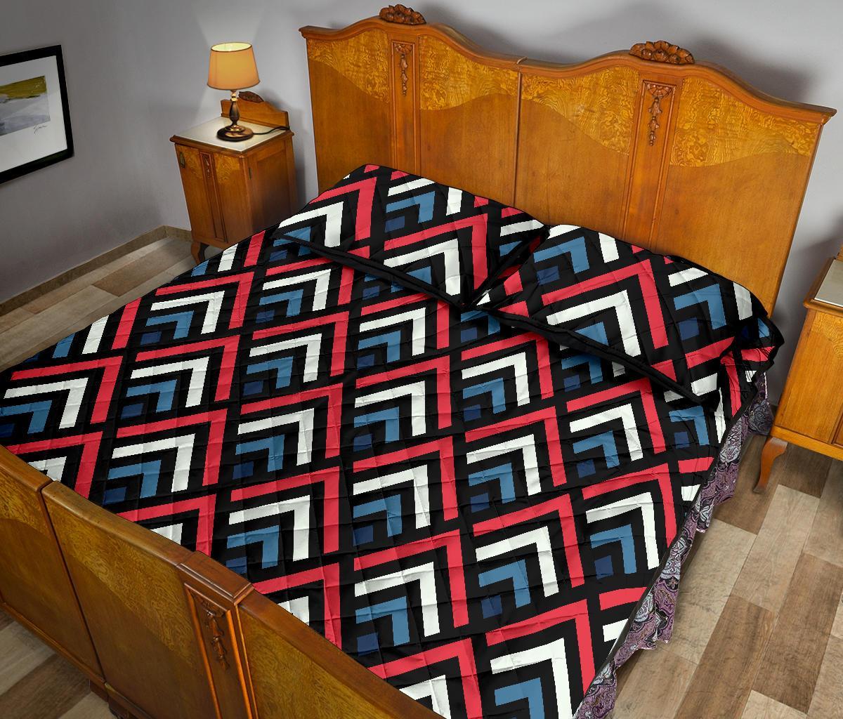 Zig Zag Print Pattern Bed Set Quilt-grizzshop