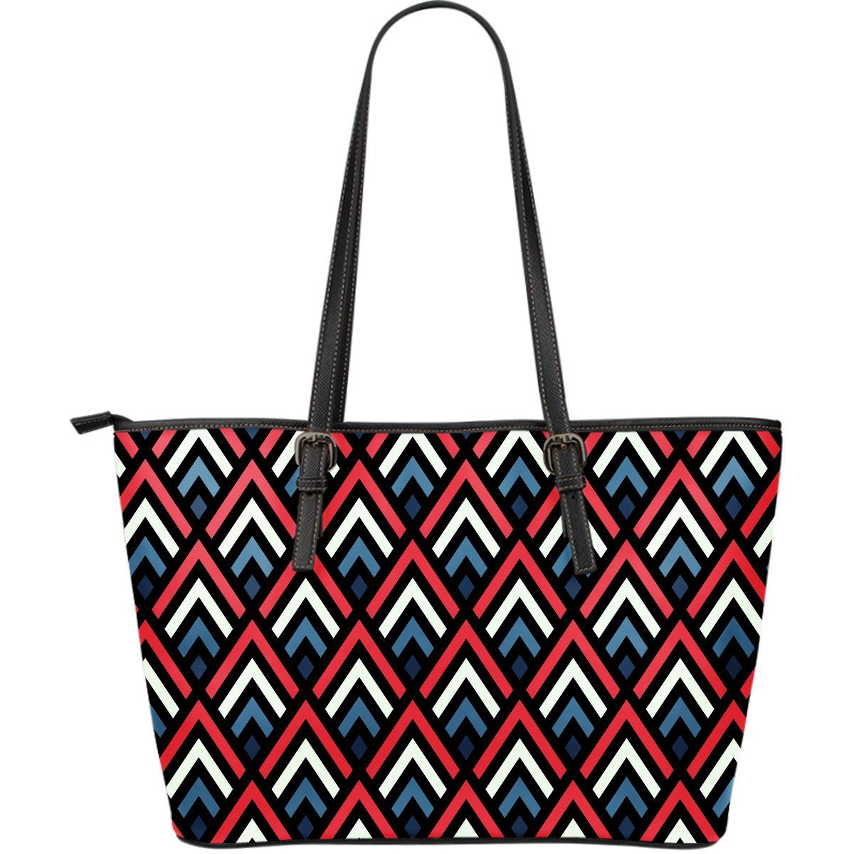 Zig Zag Print Pattern Leather Tote Bag-grizzshop