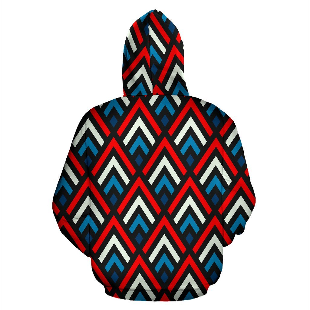 Zig Zag Print Pattern Men Women Pullover Hoodie-grizzshop