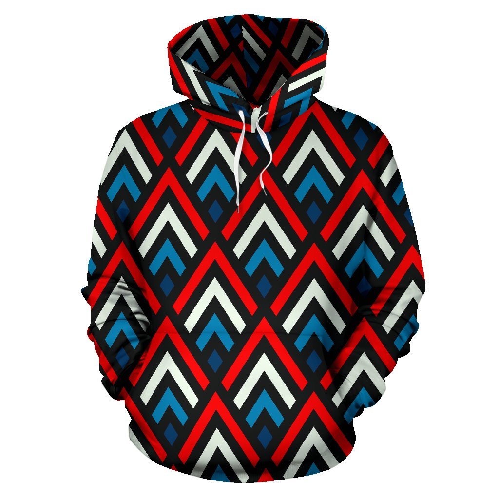 Zig Zag Print Pattern Men Women Pullover Hoodie-grizzshop