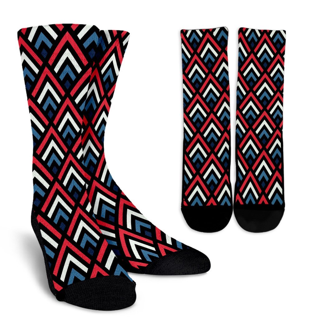 Zig Zag Print Pattern Unisex Crew Socks-grizzshop