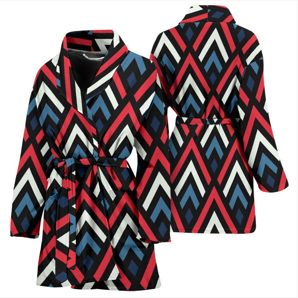 Zig Zag Print Pattern Women Long Robe-grizzshop