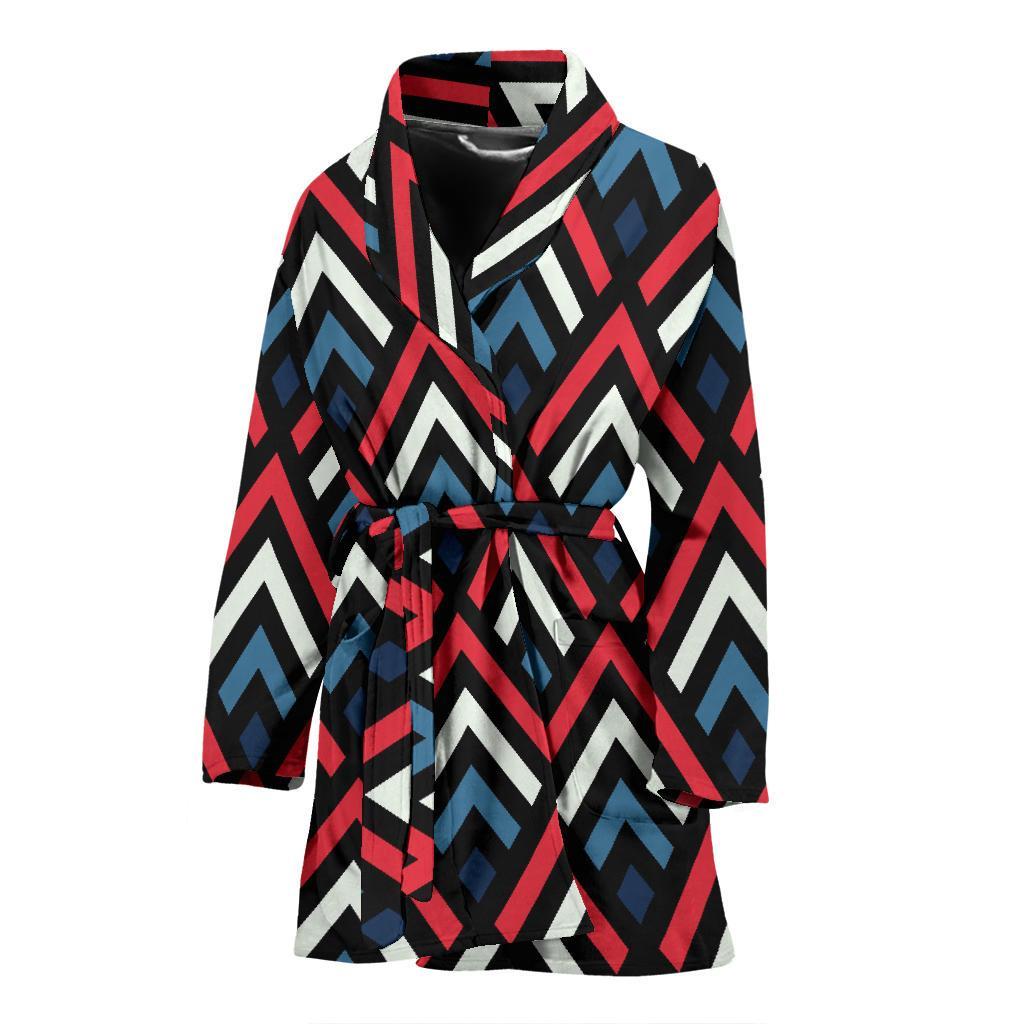 Zig Zag Print Pattern Women Long Robe-grizzshop