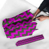 Zig Zag Purple Pattern Print Automatic Foldable Umbrella-grizzshop