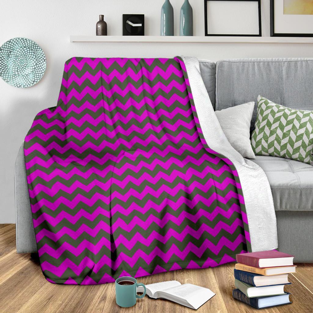 Zig Zag Purple Pattern Print Blanket-grizzshop