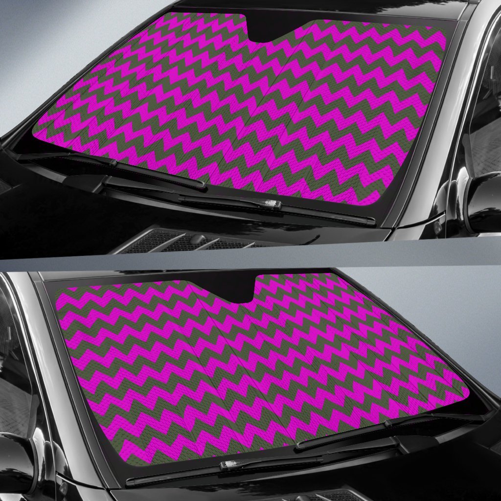 Zig Zag Purple Pattern Print Car Sun Shade-grizzshop