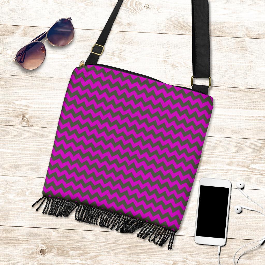 Zig Zag Purple Pattern Print Crossbody bags-grizzshop