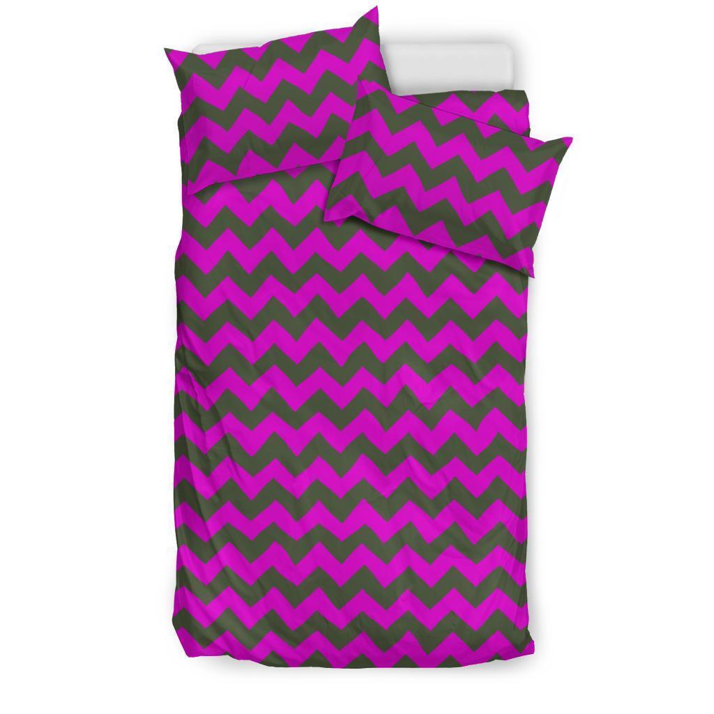 Zig Zag Purple Pattern Print Duvet Cover Bedding Set-grizzshop