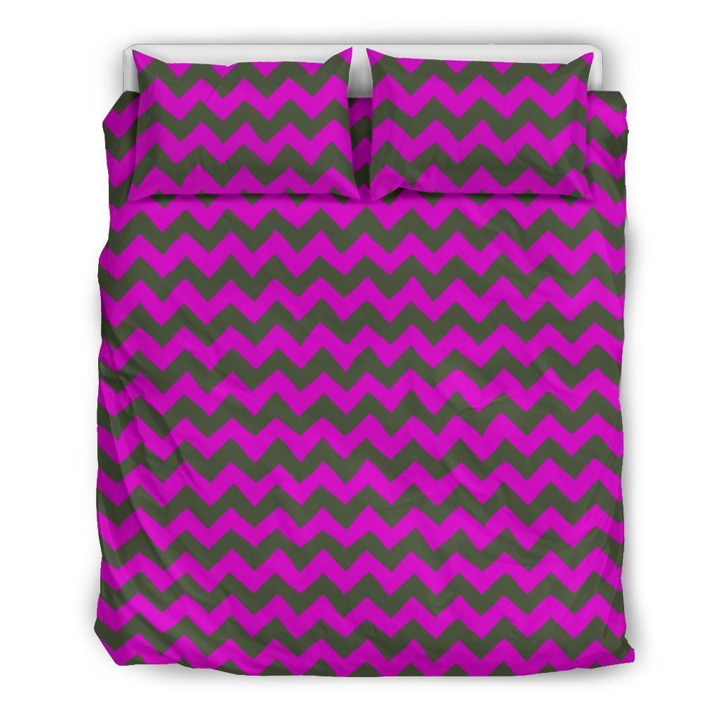 Zig Zag Purple Pattern Print Duvet Cover Bedding Set-grizzshop