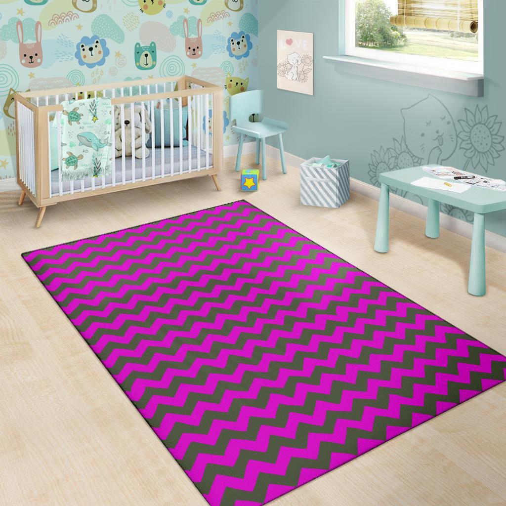 Zig Zag Purple Pattern Print Floor Mat-grizzshop