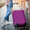 Zig Zag Purple Pattern Print Luggage Cover Protector-grizzshop