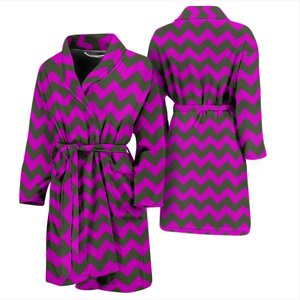 Zig Zag Purple Pattern Print Men Long Robe-grizzshop