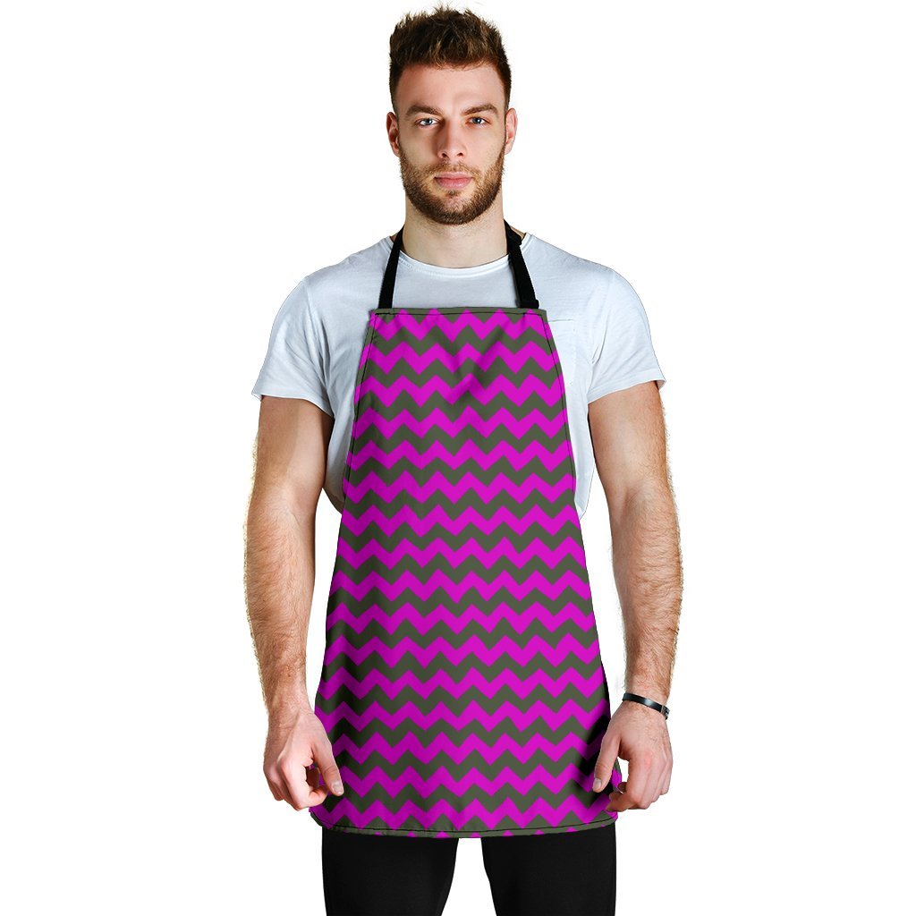 Zig Zag Purple Pattern Print Men's Apron-grizzshop