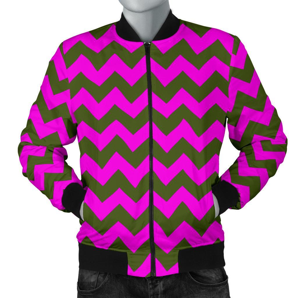 Zig Zag Purple Pattern Print Men's Bomber Jacket-grizzshop