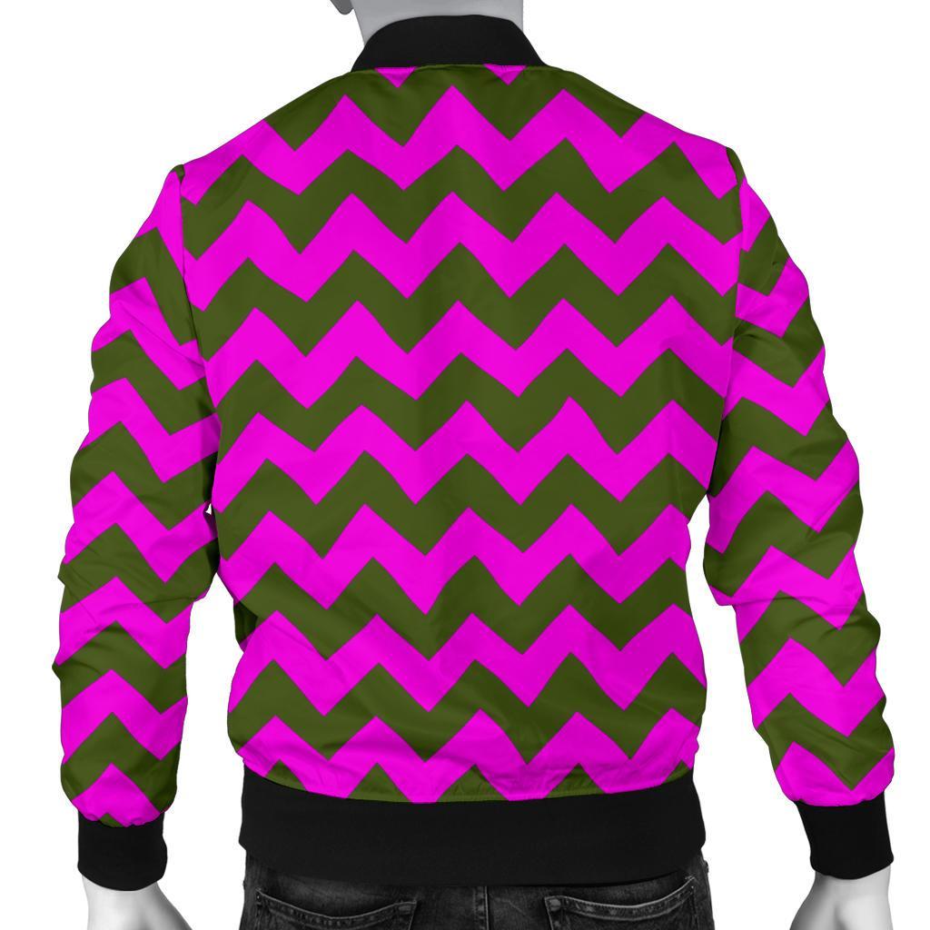 Zig Zag Purple Pattern Print Men's Bomber Jacket-grizzshop