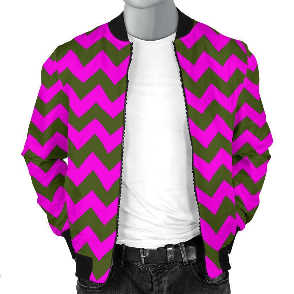 Zig Zag Purple Pattern Print Men's Bomber Jacket-grizzshop