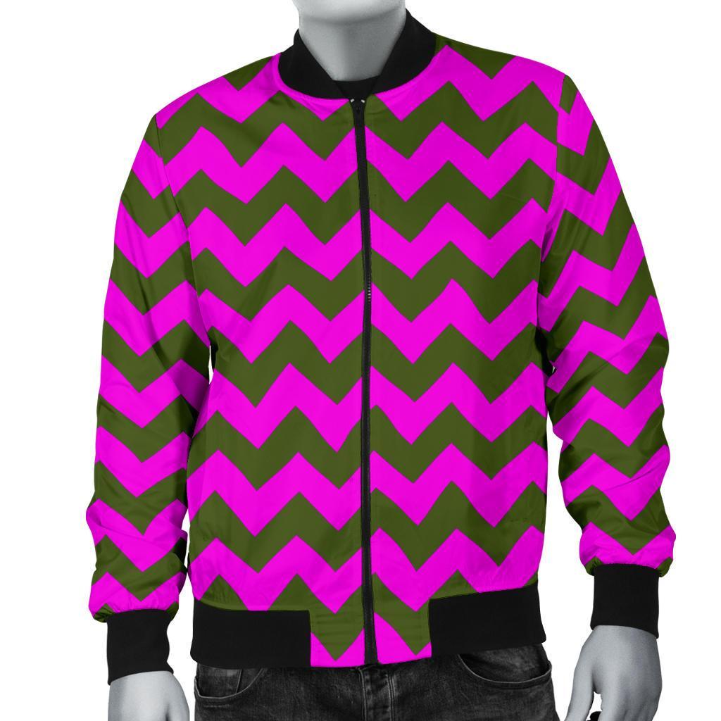 Zig Zag Purple Pattern Print Men's Bomber Jacket-grizzshop