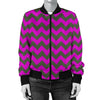 Zig Zag Purple Pattern Print Women Casual Bomber Jacket-grizzshop