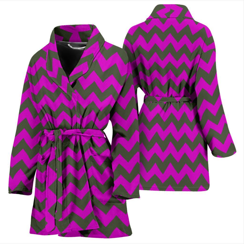 Zig Zag Purple Pattern Print Women Long Robe-grizzshop