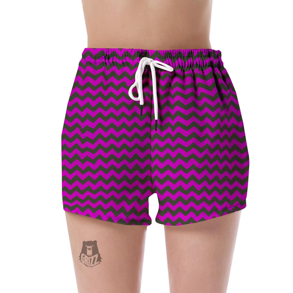 Zig Zag Purple Pattern Print Women's Shorts-grizzshop