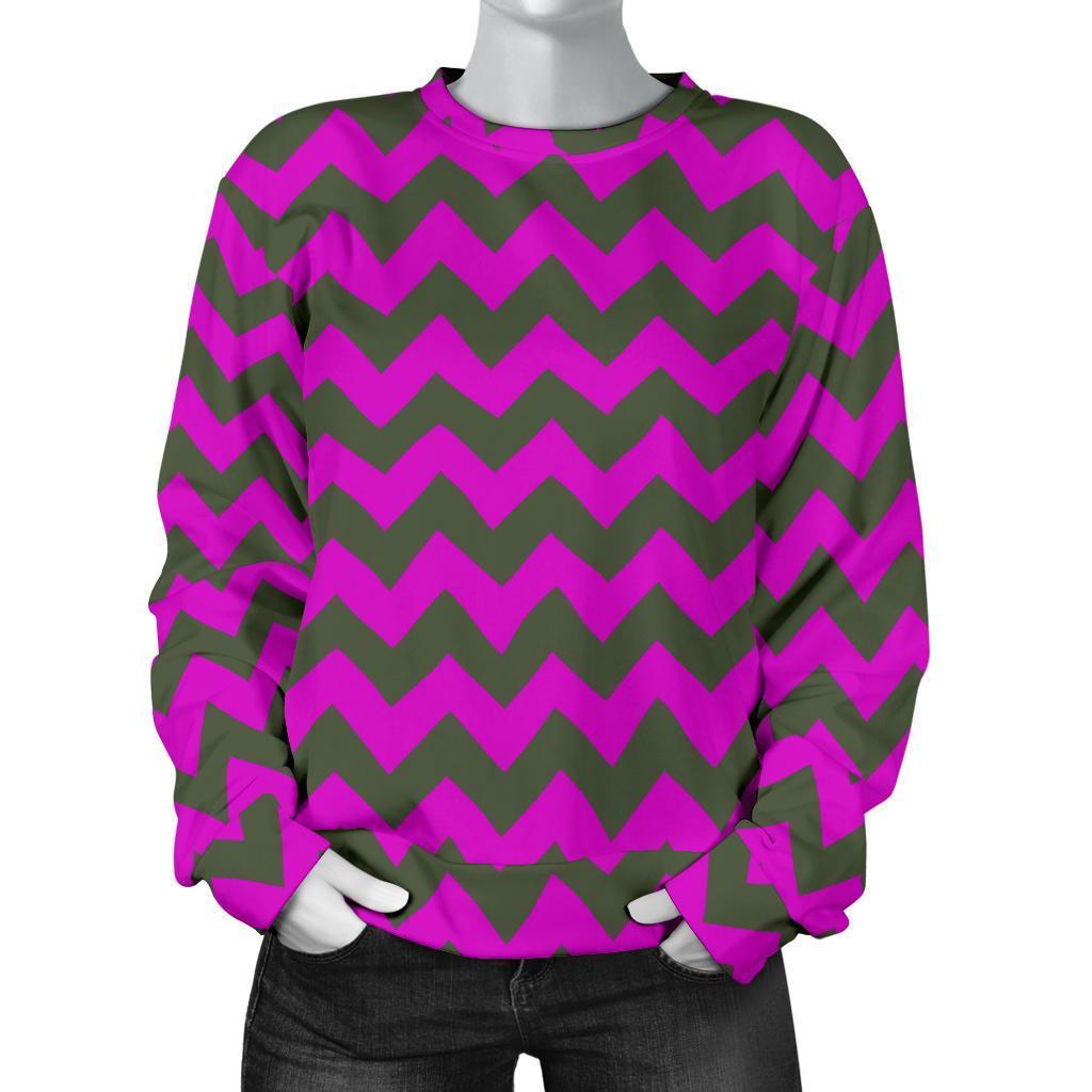 Zig Zag Purple Pattern Print Women's Sweatshirt-grizzshop