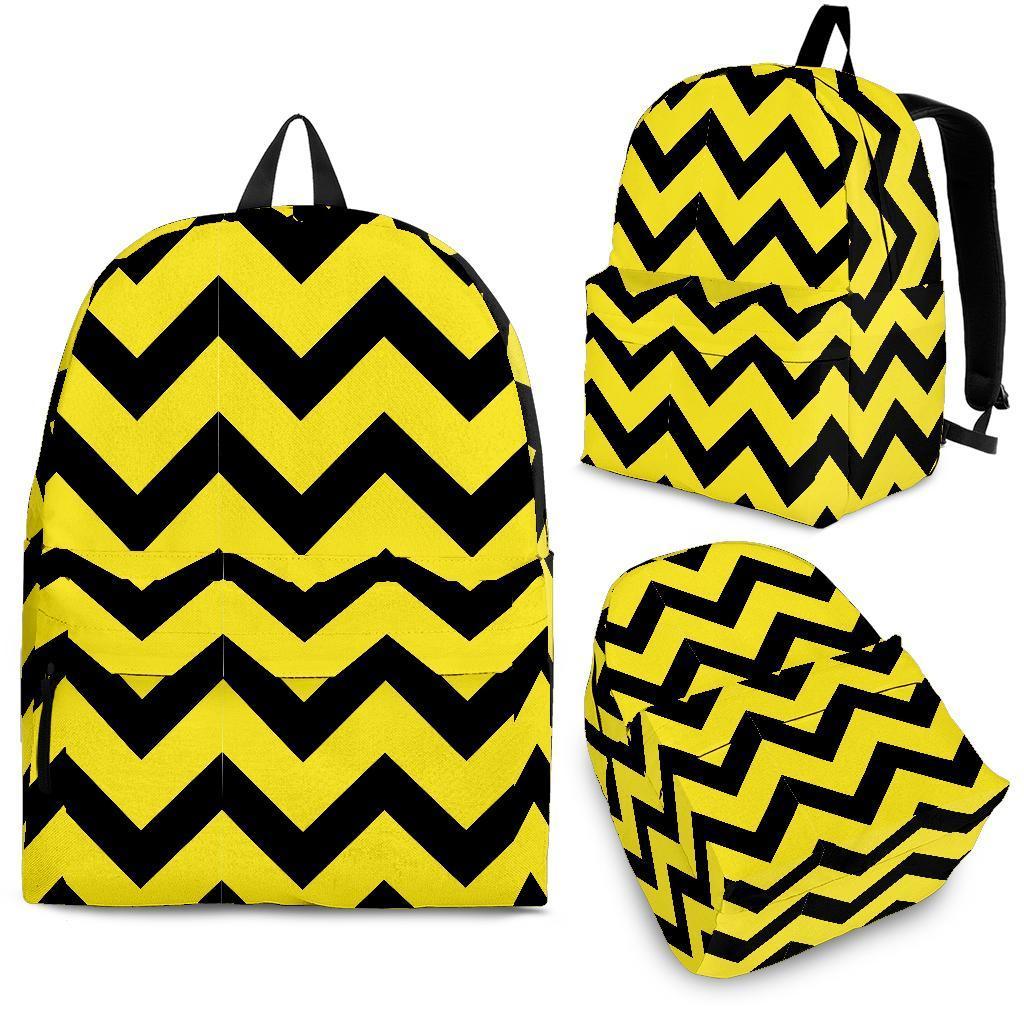 Zig Zag Yellow Pattern Print Backpack-grizzshop