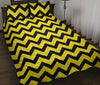 Zig Zag Yellow Pattern Print Bed Set Quilt-grizzshop