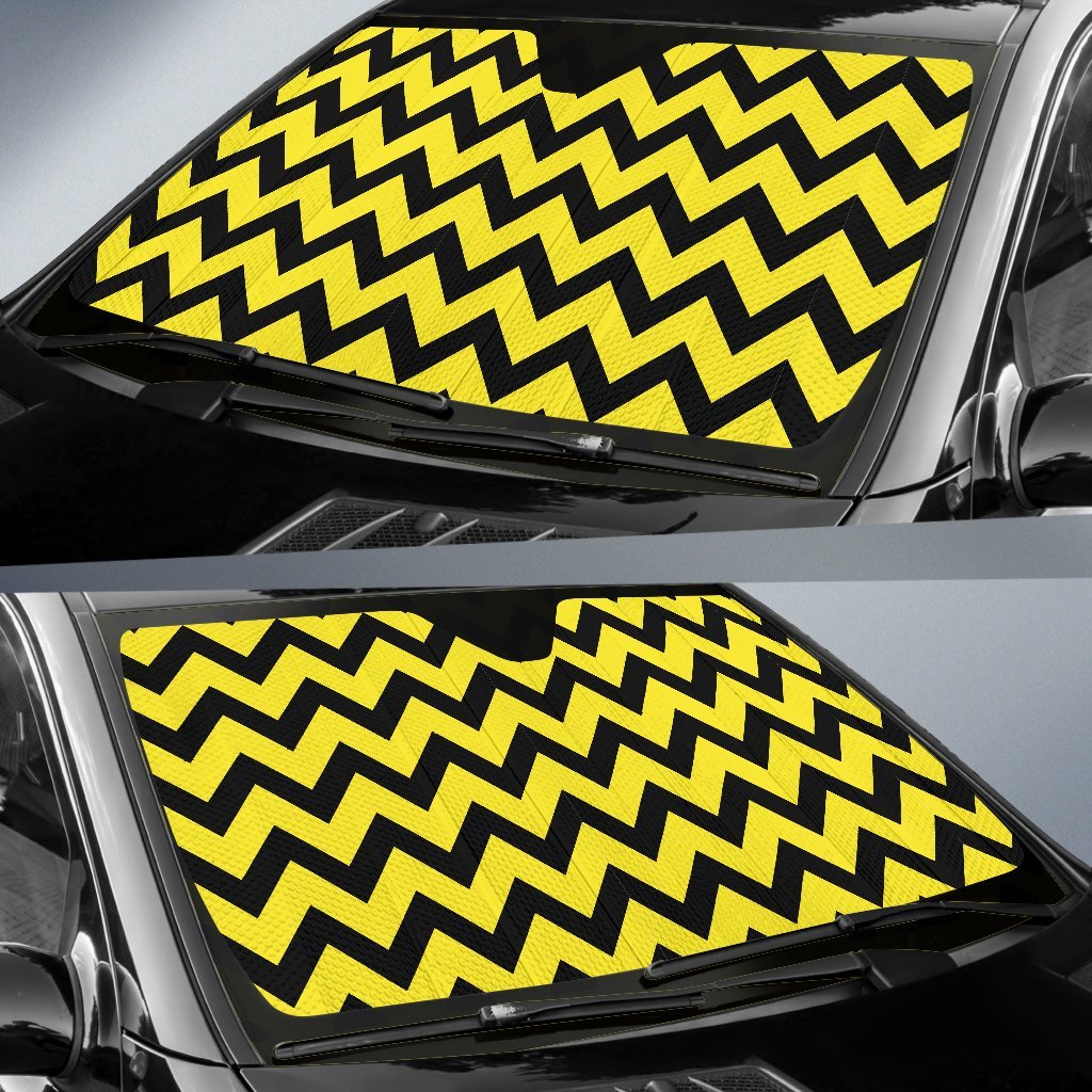 Zig Zag Yellow Pattern Print Car Sun Shade-grizzshop