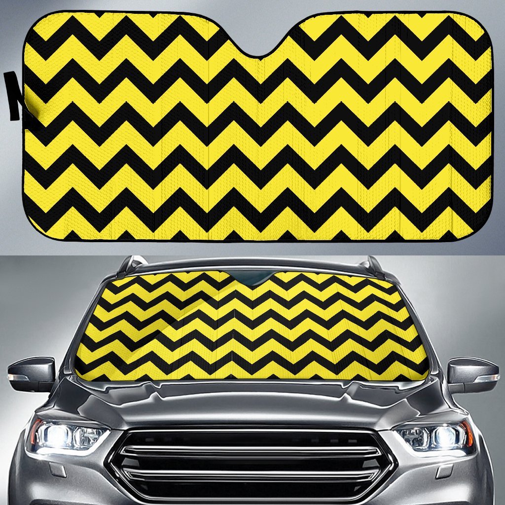 Zig Zag Yellow Pattern Print Car Sun Shade-grizzshop