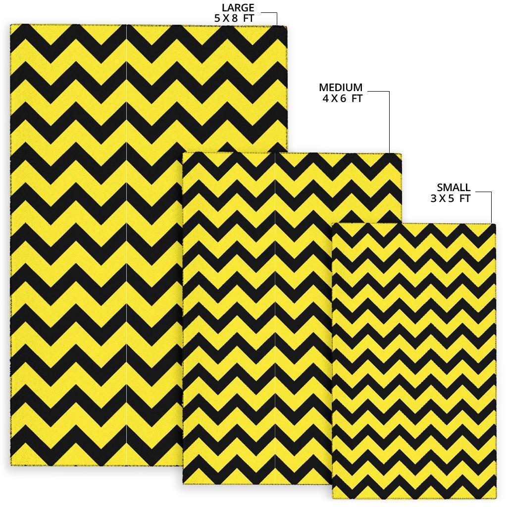 Zig Zag Yellow Pattern Print Floor Mat-grizzshop