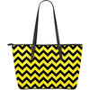 Zig Zag Yellow Pattern Print Leather Tote Bag-grizzshop