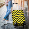 Zig Zag Yellow Pattern Print Luggage Cover Protector-grizzshop