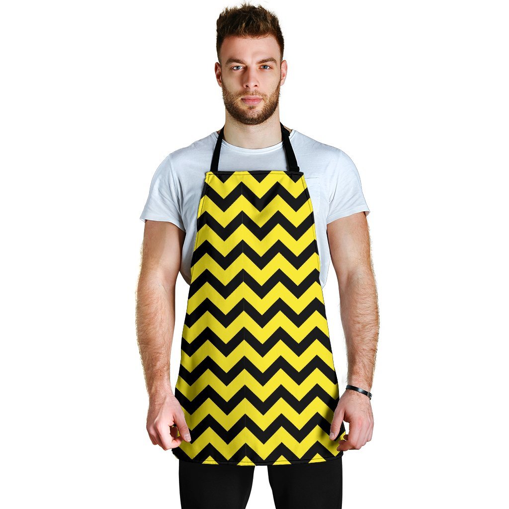 Zig Zag Yellow Pattern Print Men's Apron-grizzshop