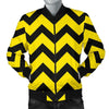 Zig Zag Yellow Pattern Print Men's Bomber Jacket-grizzshop