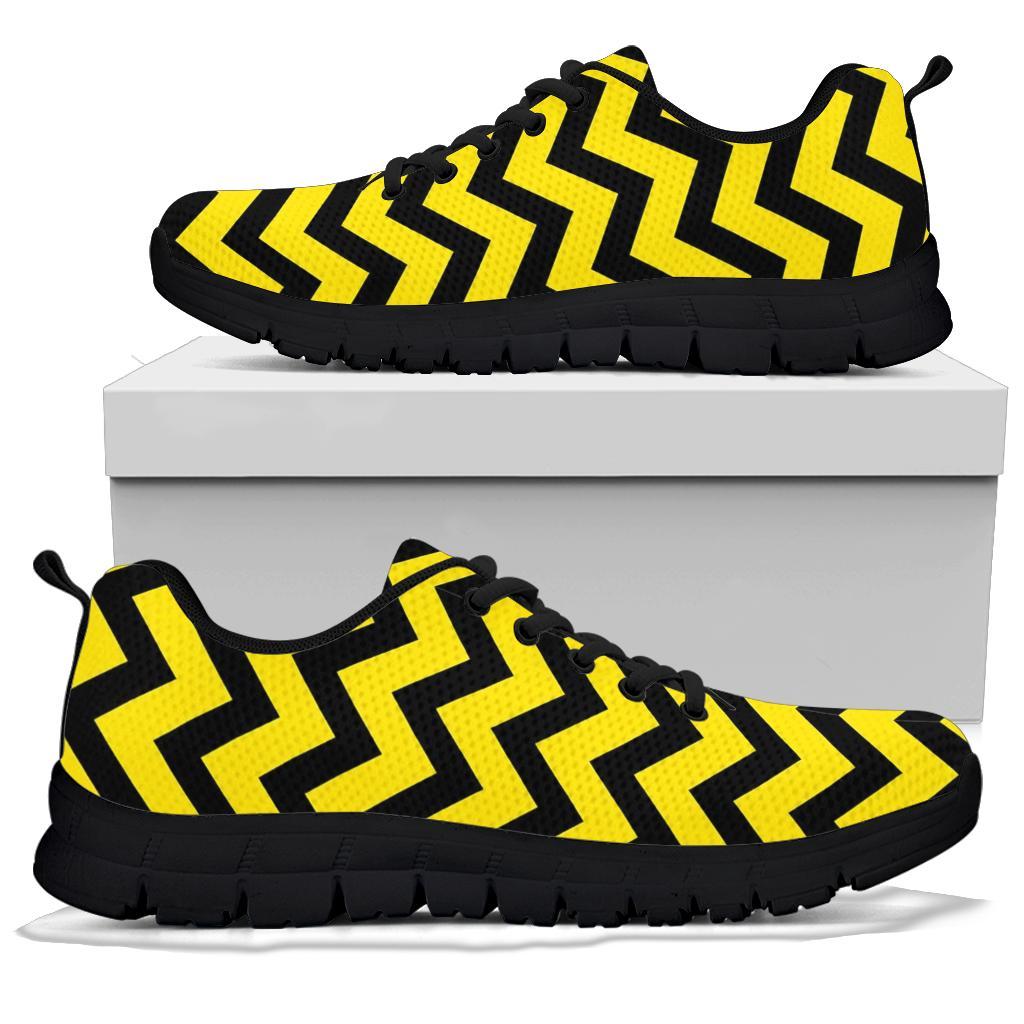 Zig Zag Yellow Pattern Print Sneaker Shoes For Men Women-grizzshop