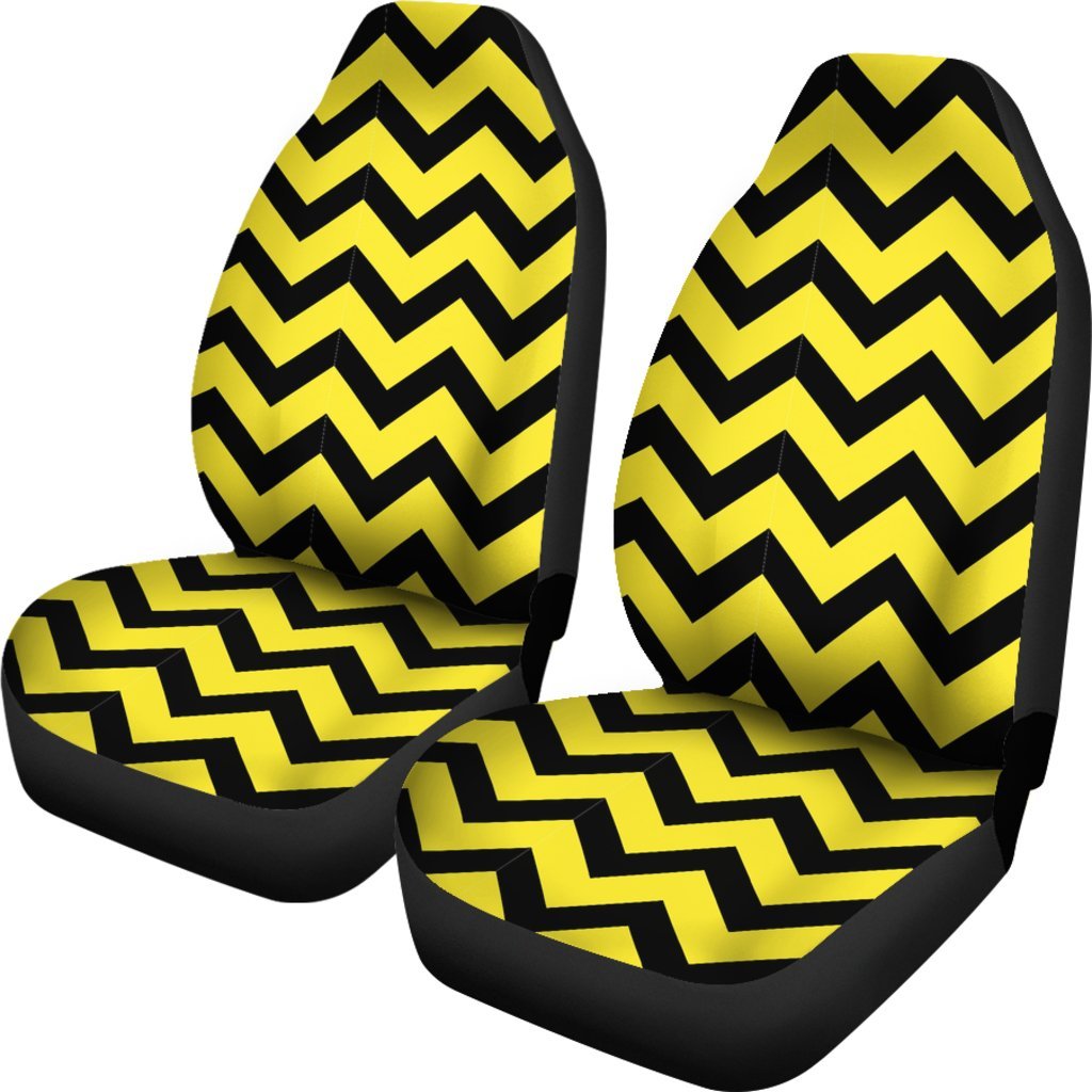 Zig Zag Yellow Pattern Print Universal Fit Car Seat Covers-grizzshop