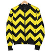 Zig Zag Yellow Pattern Print Women Casual Bomber Jacket-grizzshop