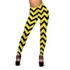 Zig Zag Yellow Pattern Print Women Leggings-grizzshop