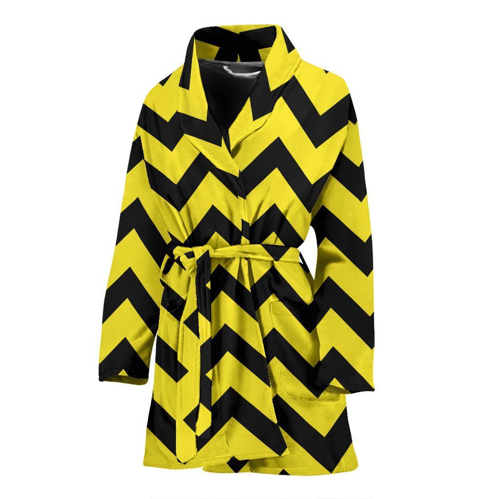 Zig Zag Yellow Pattern Print Women Long Robe-grizzshop