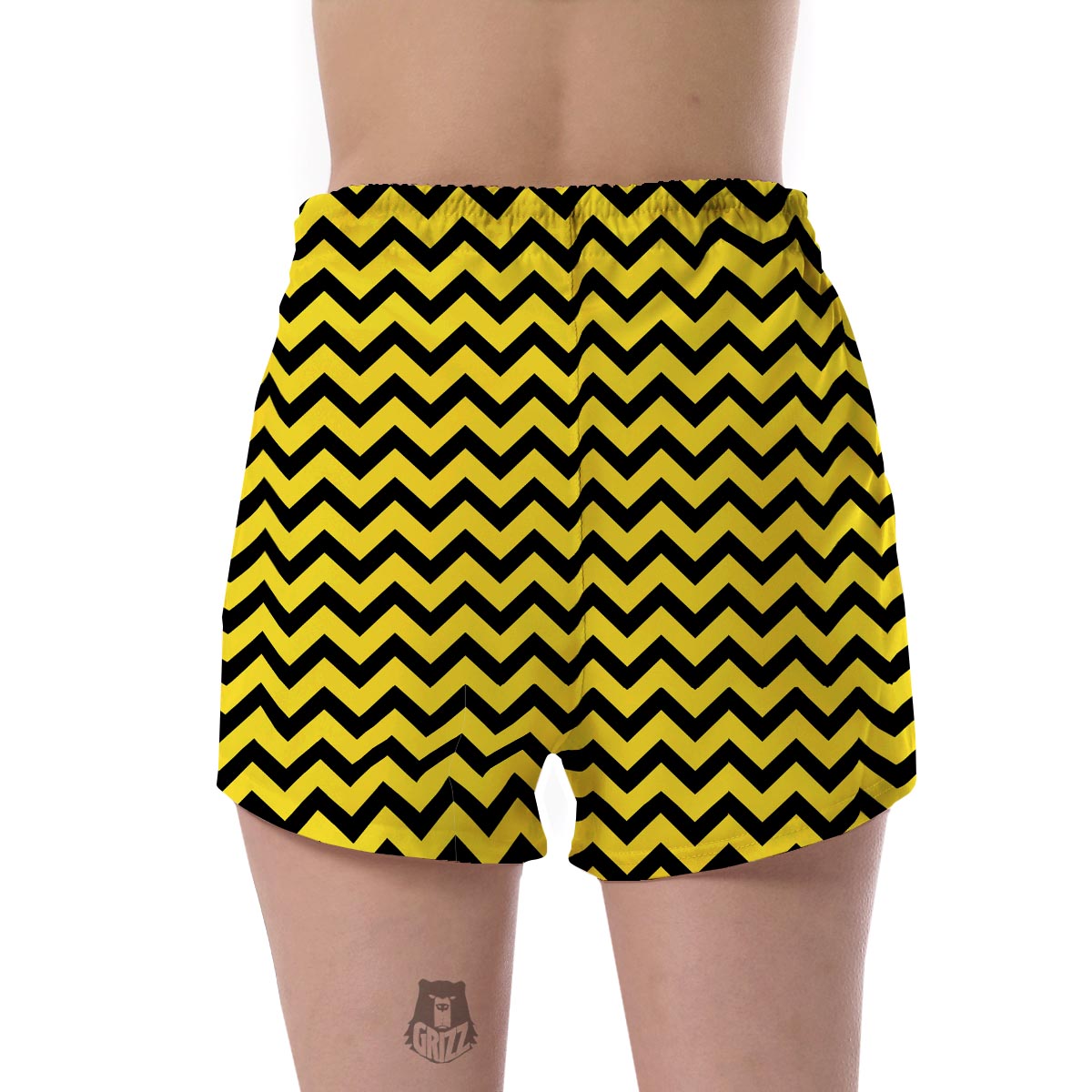 Zig Zag Yellow Pattern Print Women's Shorts-grizzshop