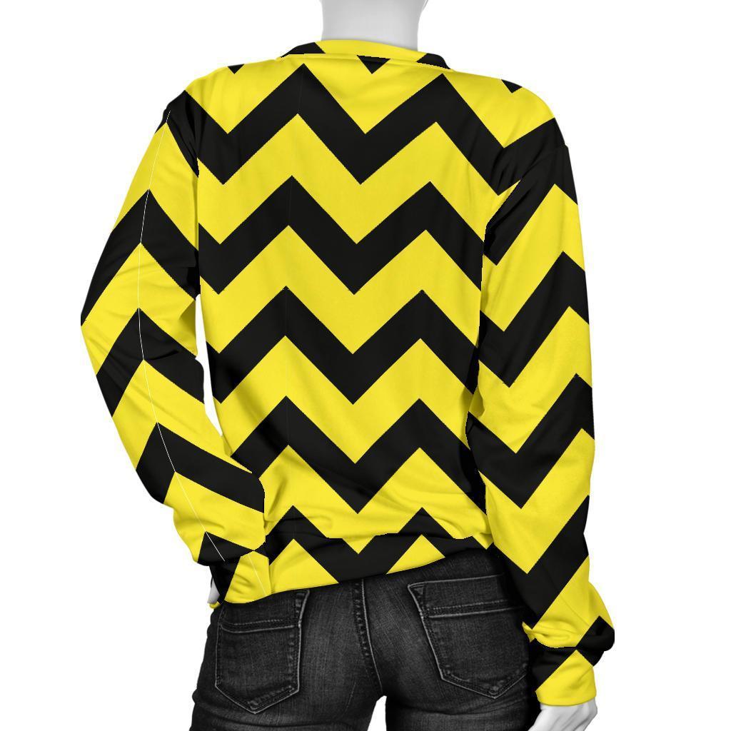 Zig Zag Yellow Pattern Print Women's Sweatshirt-grizzshop