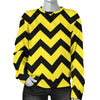 Zig Zag Yellow Pattern Print Women's Sweatshirt-grizzshop