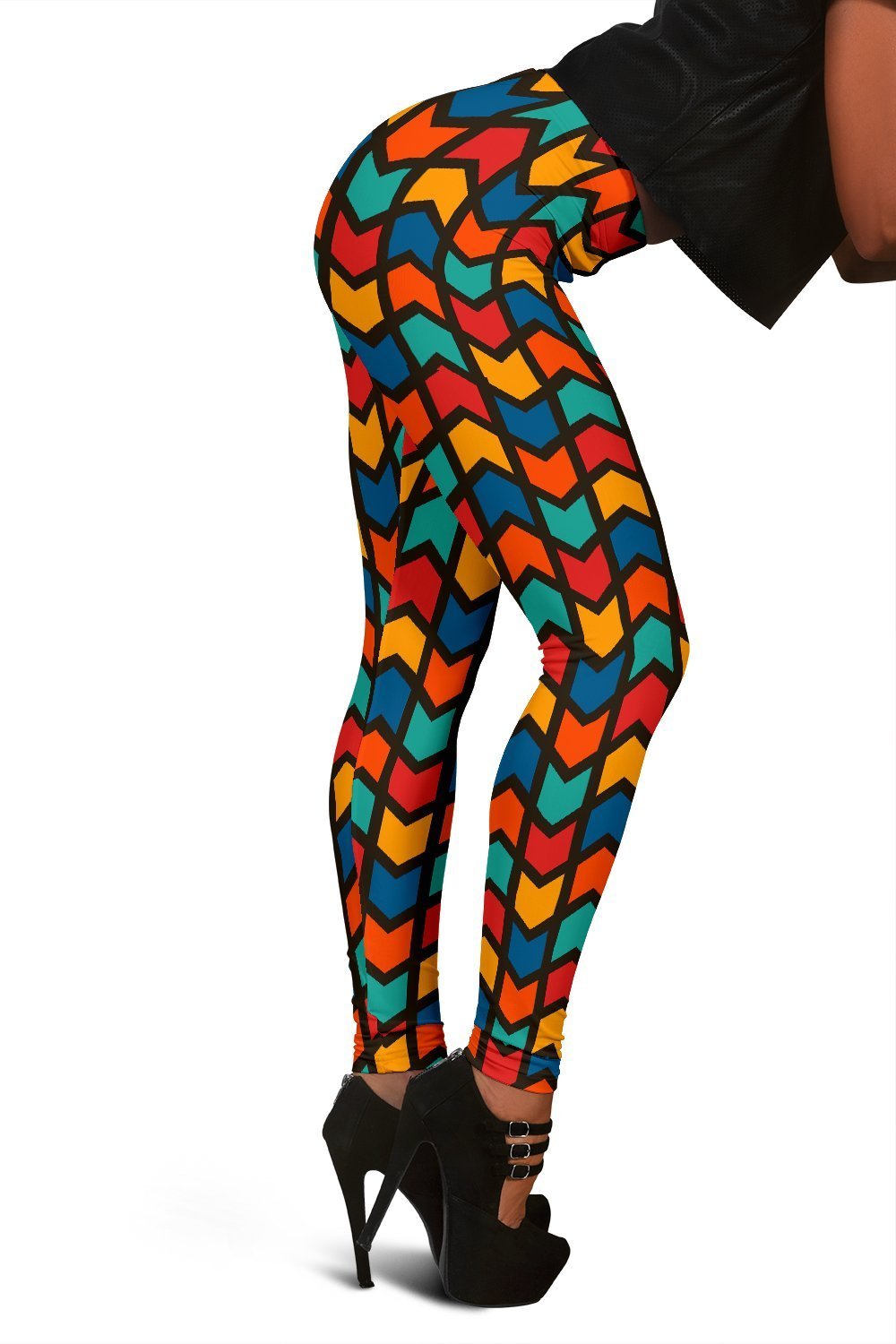 Zig Zag Colorful Pattern Print Women Leggings-grizzshop