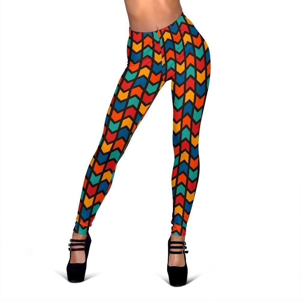 Zig Zag Colorful Pattern Print Women Leggings-grizzshop