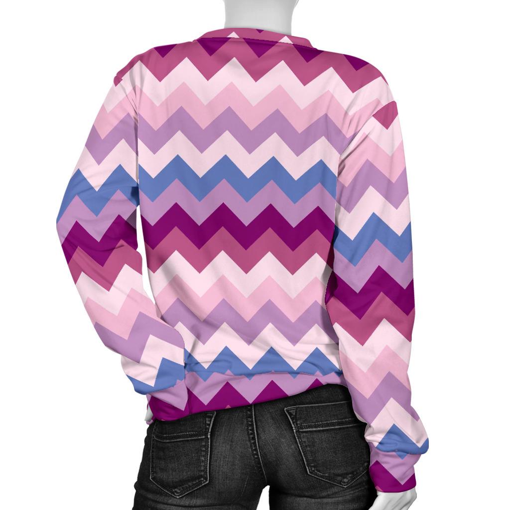 Zig Zag Pattern Print Women's Sweatshirt-grizzshop
