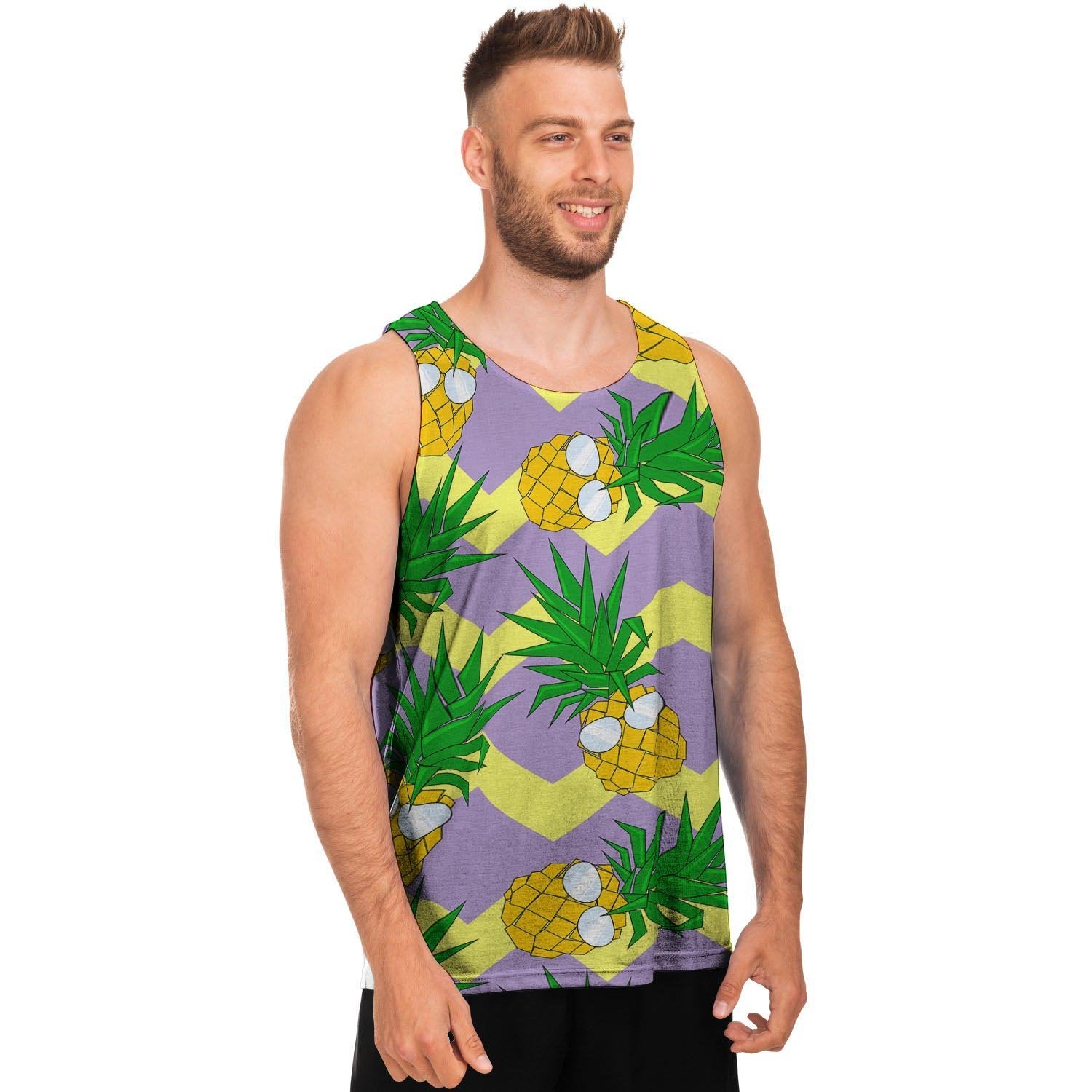 Zig Zag Pineapple Print Men's Tank Tops-grizzshop