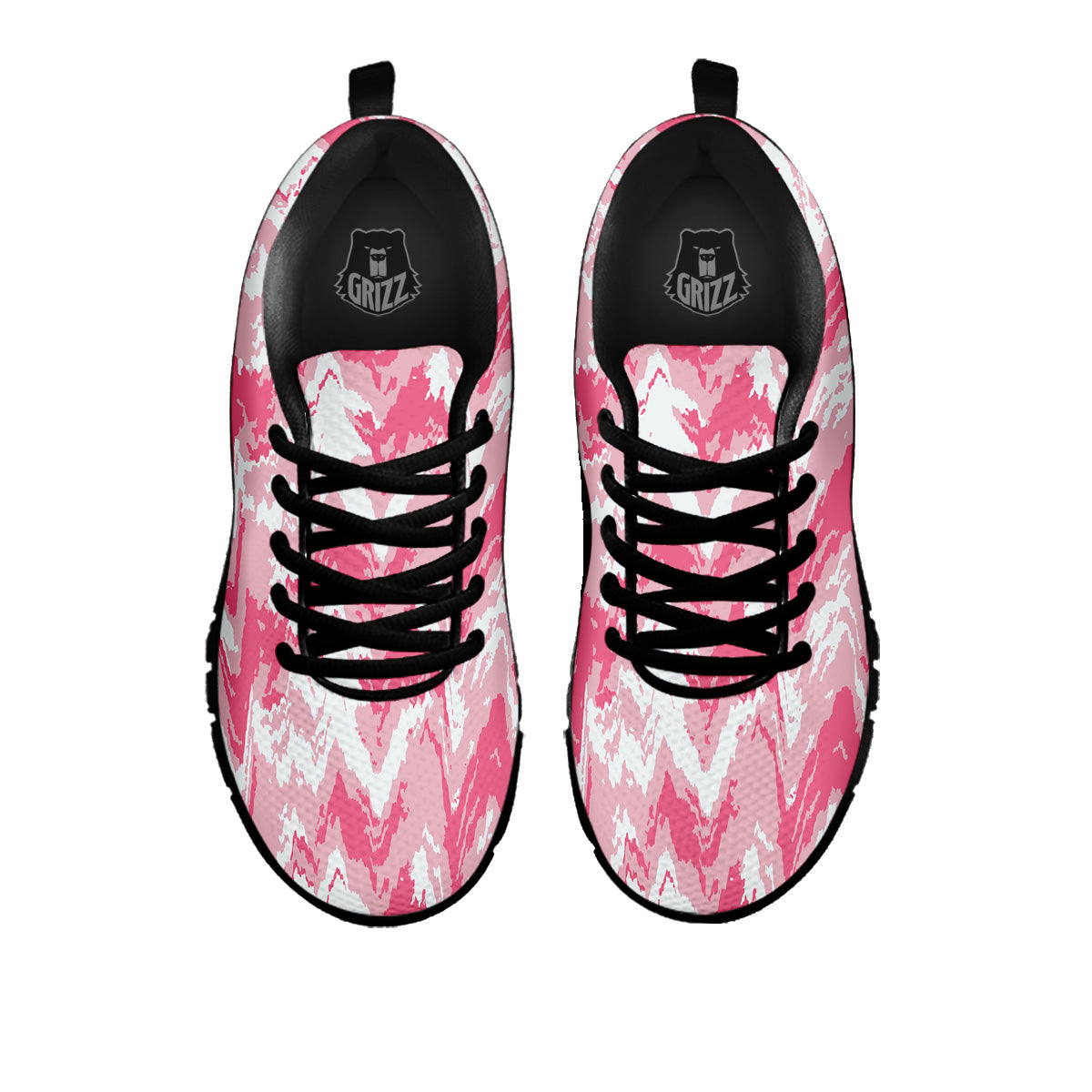 Zigzag Abstract Stripes Pink Print Pattern Black Sneaker-grizzshop