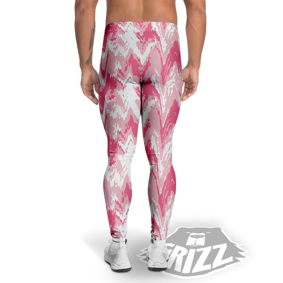 Zigzag Abstract Stripes Pink Print Pattern Men's Leggings-grizzshop