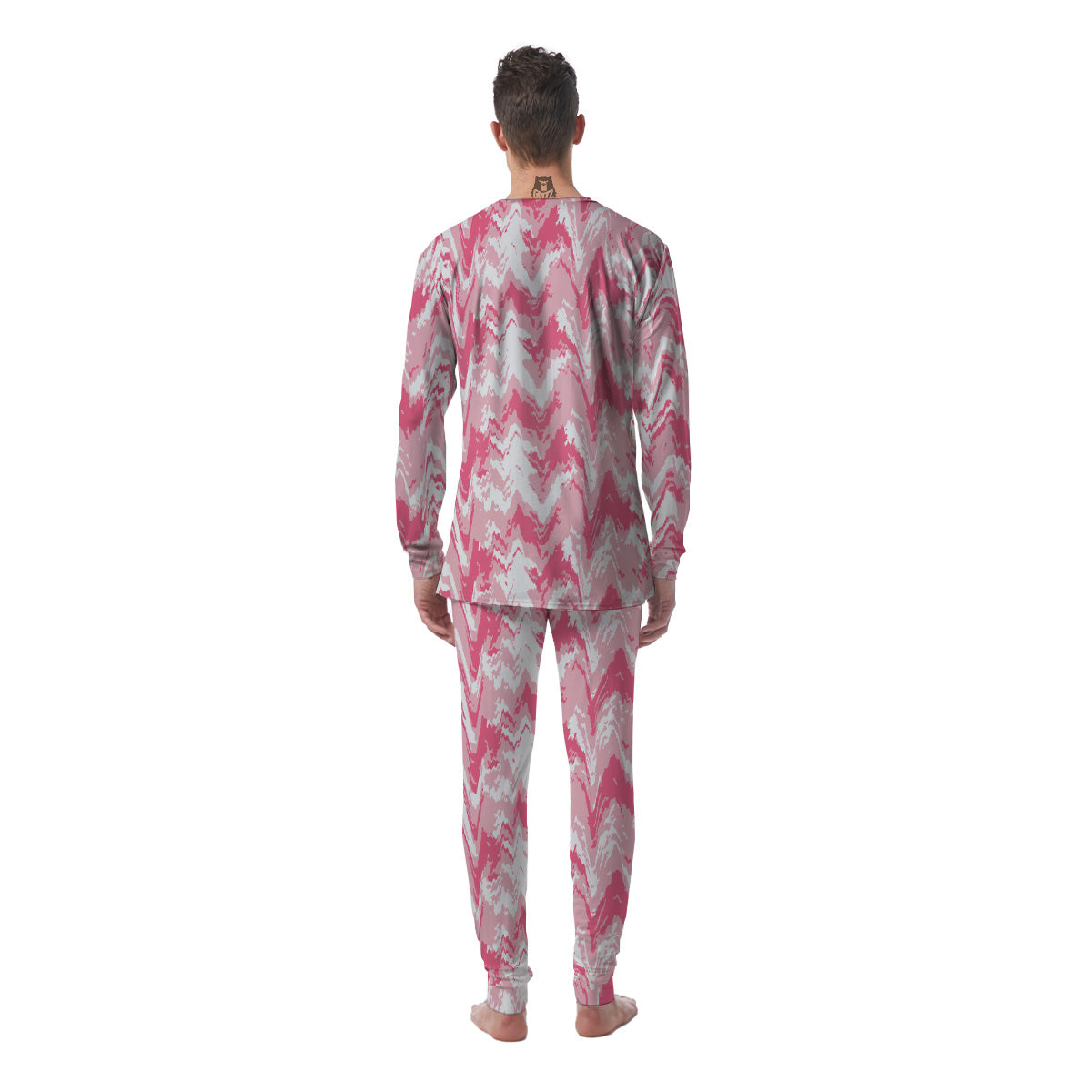 Zigzag Abstract Stripes Pink Print Pattern Men's Pajamas-grizzshop