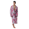 Zigzag Abstract Stripes Pink Print Pattern Men's Robe-grizzshop